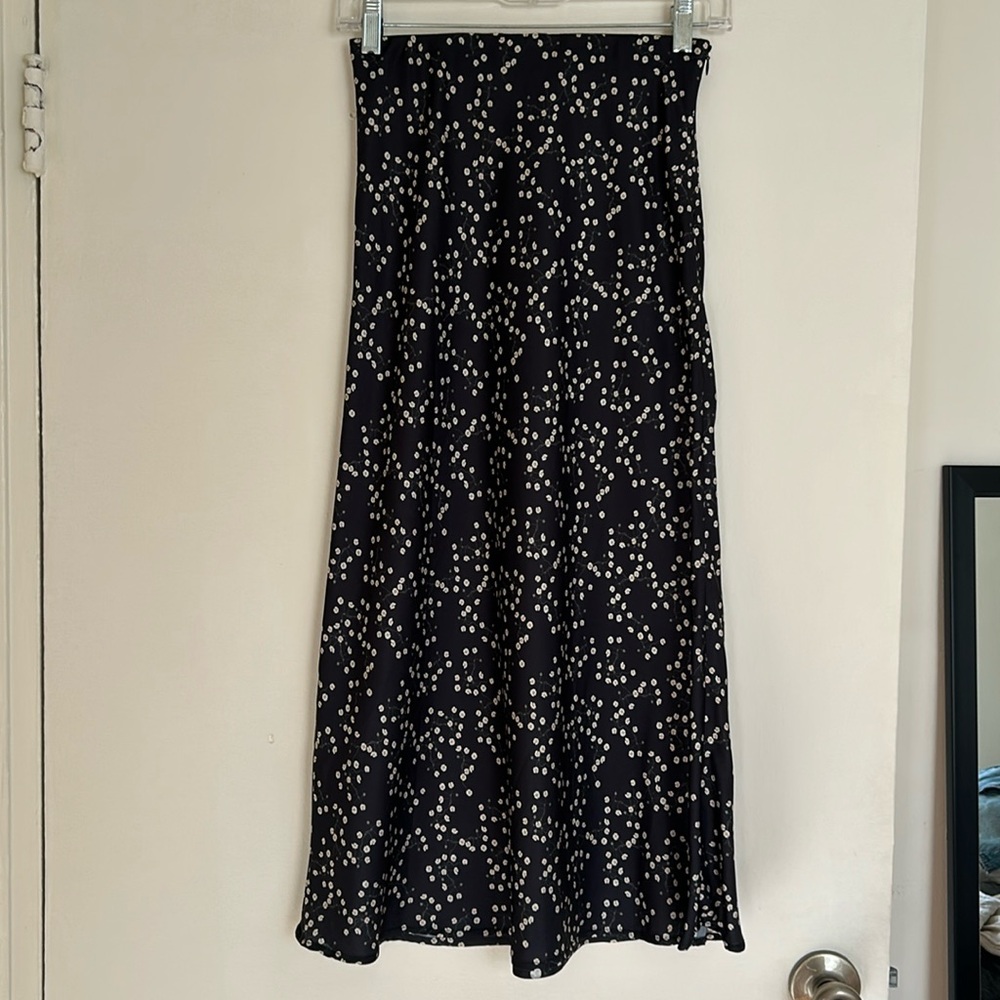Urban Outfitters Floral Satin Midi Skirt